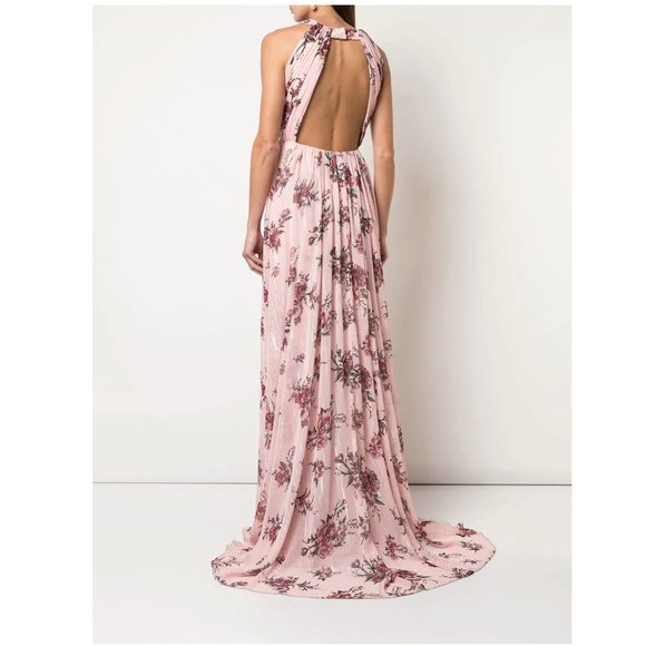 Marchesa Notte Bridesmaids Blush Floral Halter Gown - Picture 5 of 15